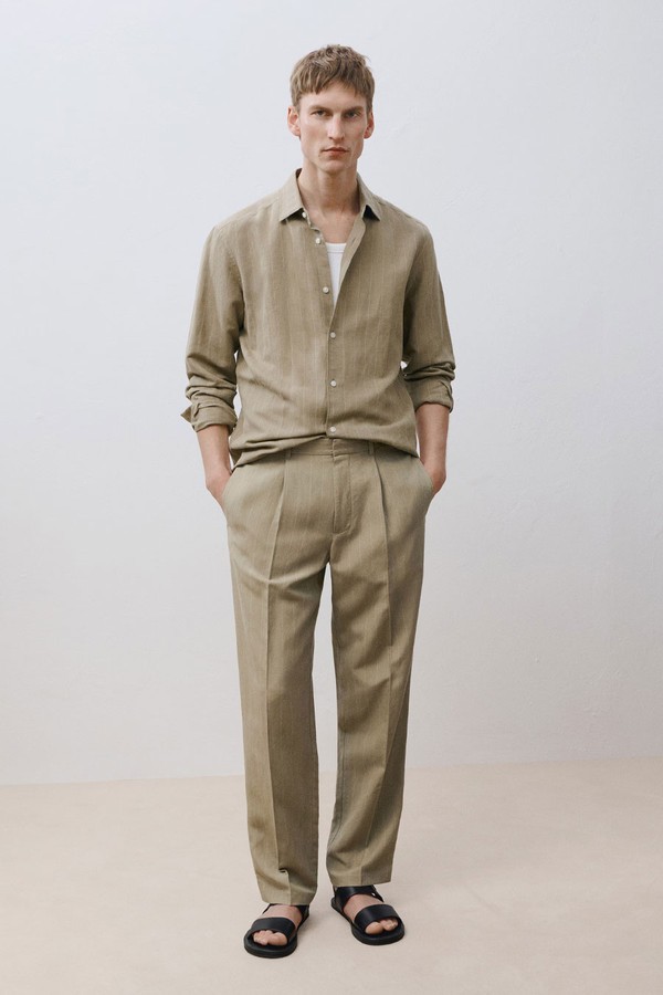 Pinstripe Linen Trousers