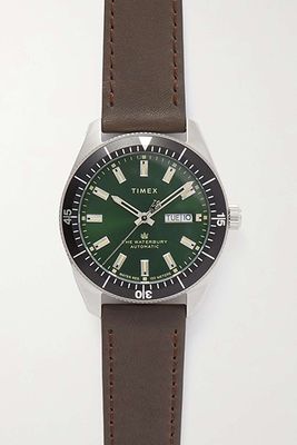 Waterbury Dive Automatic 40mm Stainless Steel And Leather Watch from Timex