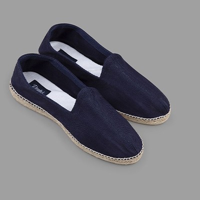 Navy Herringbone Canvas Espadrilles from Darke's