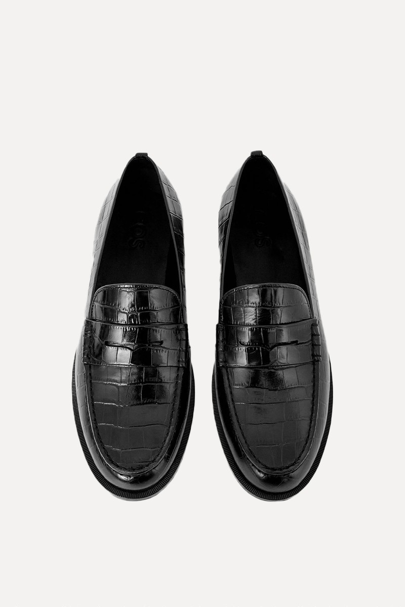 Croc-Effect Leather Loafers from COS