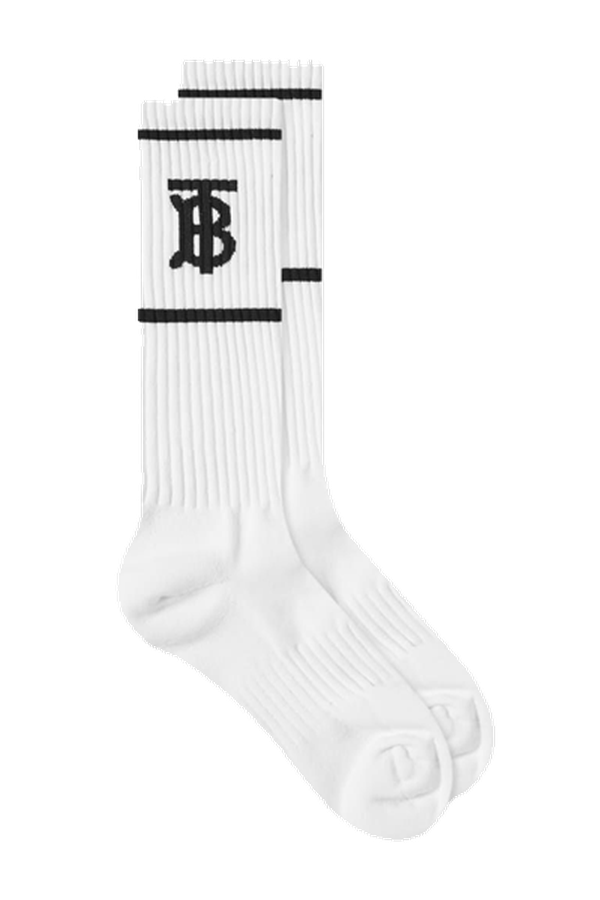 Monogram Motif Intarsia Cotton Blend Socks from Burberry
