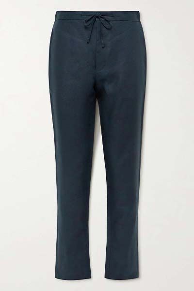 Slim-Fit Linen Drawstring Trousers from De Petrillo