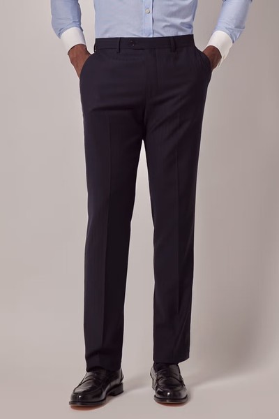 Navy Self Stripe Slim Suit Trousers