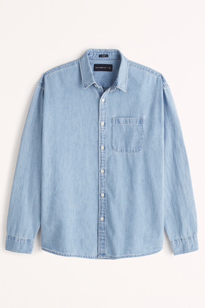 Relaxed Denim Button-Up Shirt