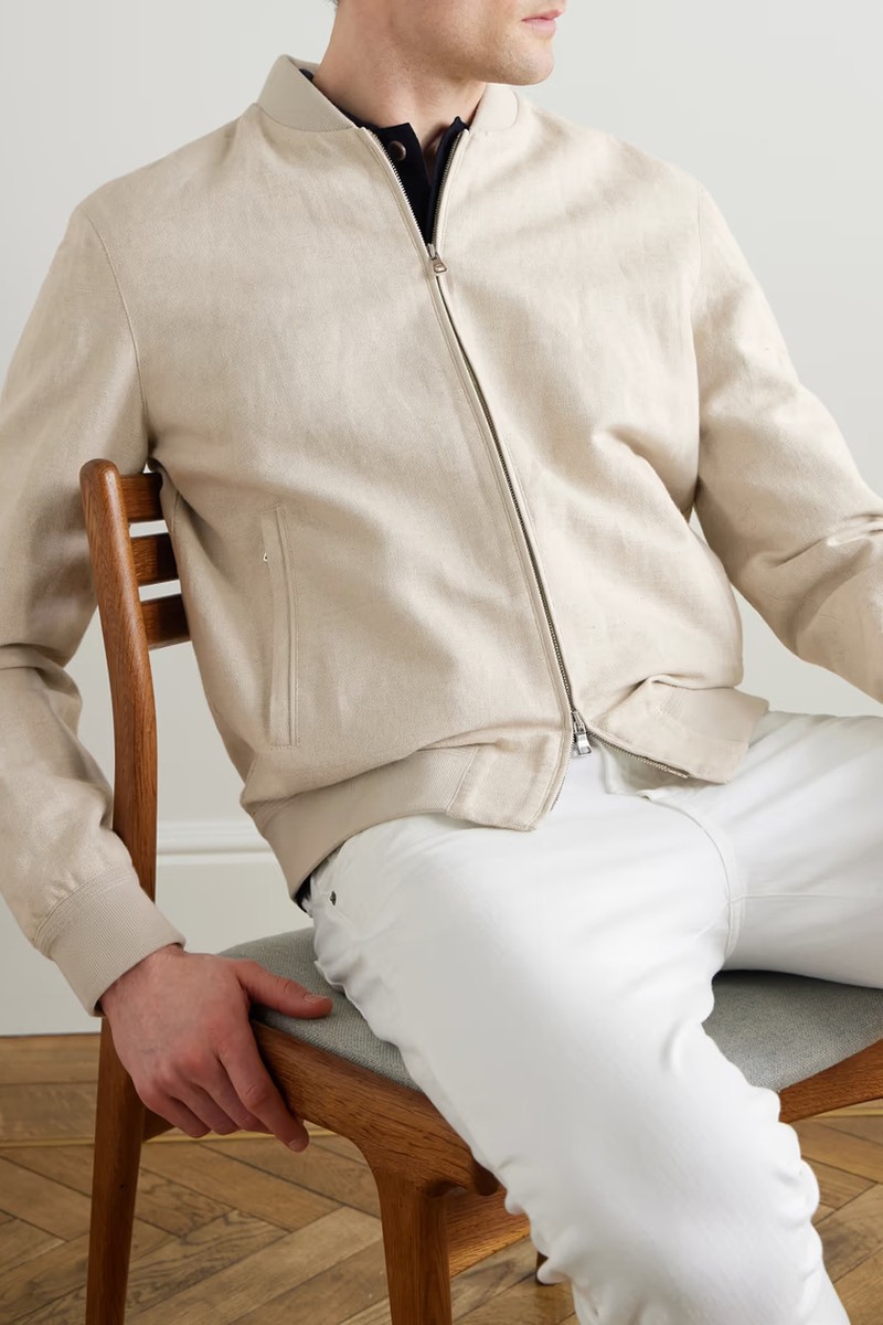 Linen & Cotton-Blend Bomber Jacket from MR P.