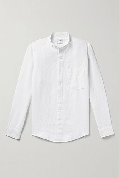 Eddie Grandad-Collar Linen Shirt from NN07