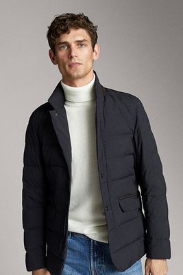 Navy Quilted Down Jacket