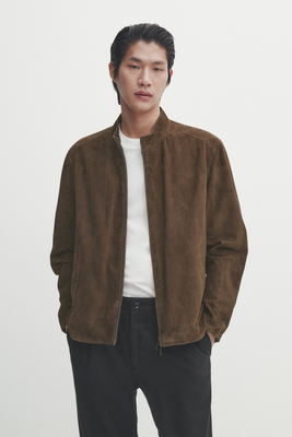 Suede Leather Jacket from Massimo Dutti