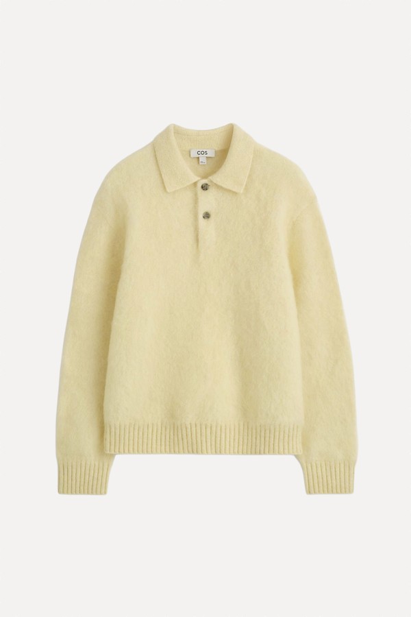 Brushed Mohair-Blend Polo Jumper