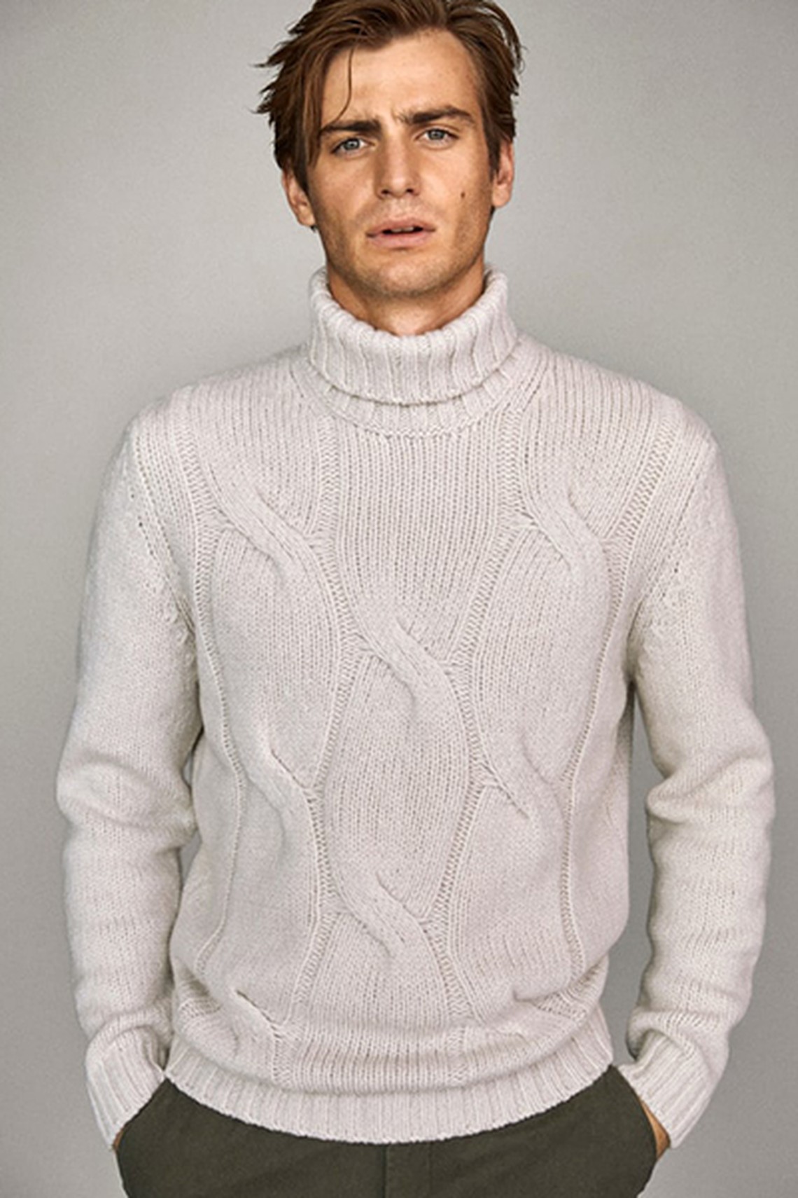 Cable Knit Wool Turtleneck Sweater from Massimo Dutti