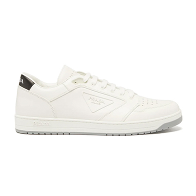 Triangle-Logo Leather Trainers from Prada