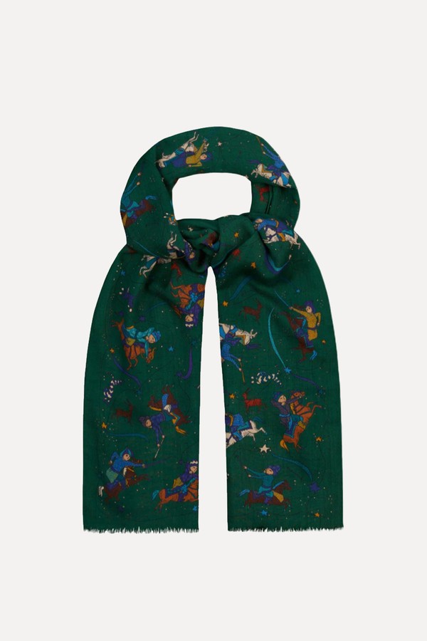 Mughal & Stars Print Wool Scarf from Drakes