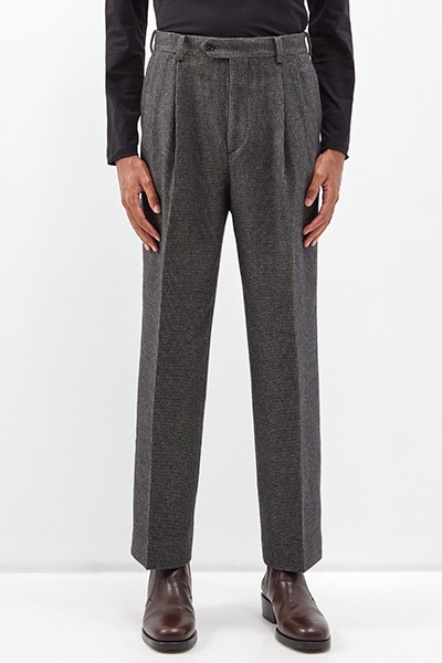 Pleated Cotton-Blend Tweed Trousers from Auralee