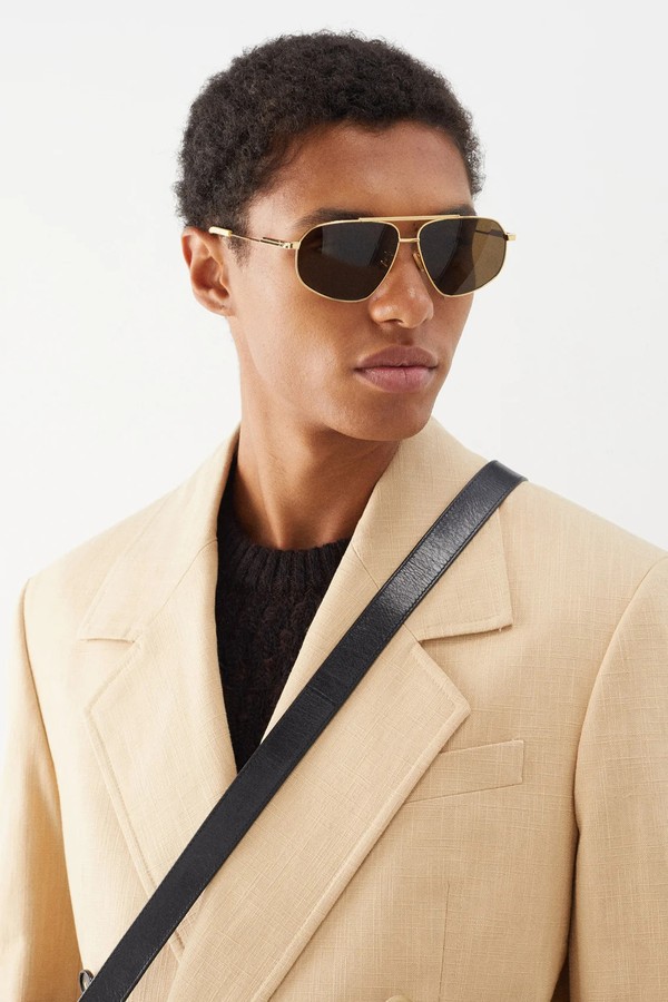 Aviator Metal Sunglasses  from Bottega Veneta Eyewear