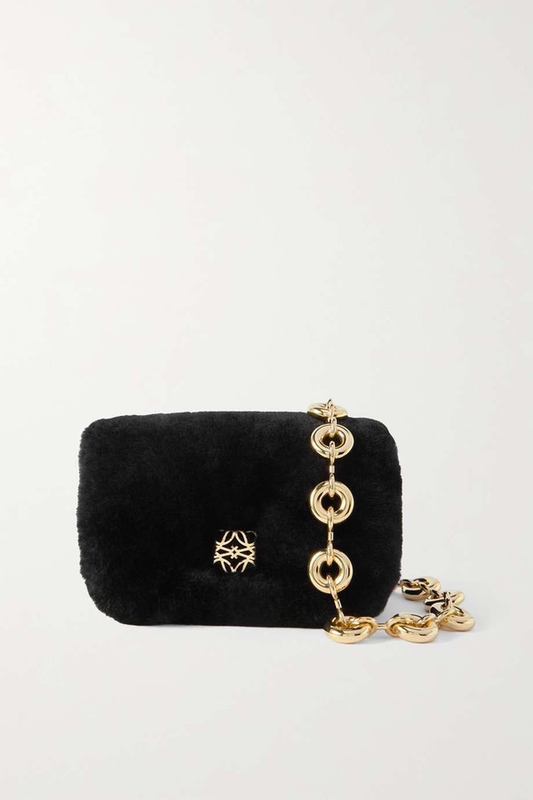 Goya Puffer Mini Shearling Shoulder Bag from Loewe