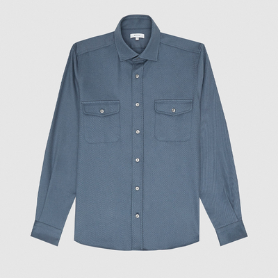 Pricey Airforce Blue Heavy Twill Twin Pocket Shirt from Reiss