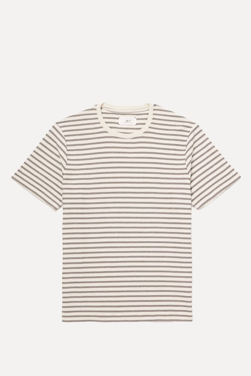 Striped Ribbed Cotton-Jersey T-Shirt