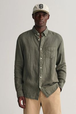 Regular Fit Garment Dyed Linen Shirt