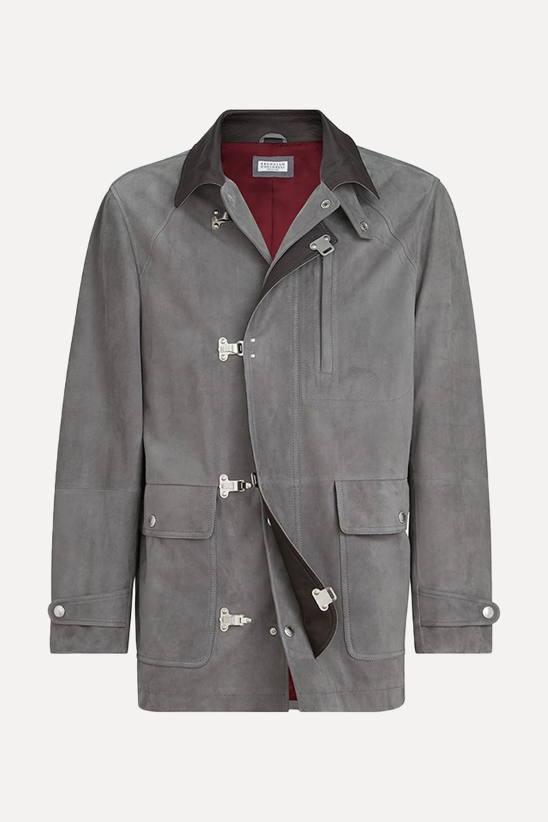 Hook Fastening Suede Jacket from Brunello Cucinelli