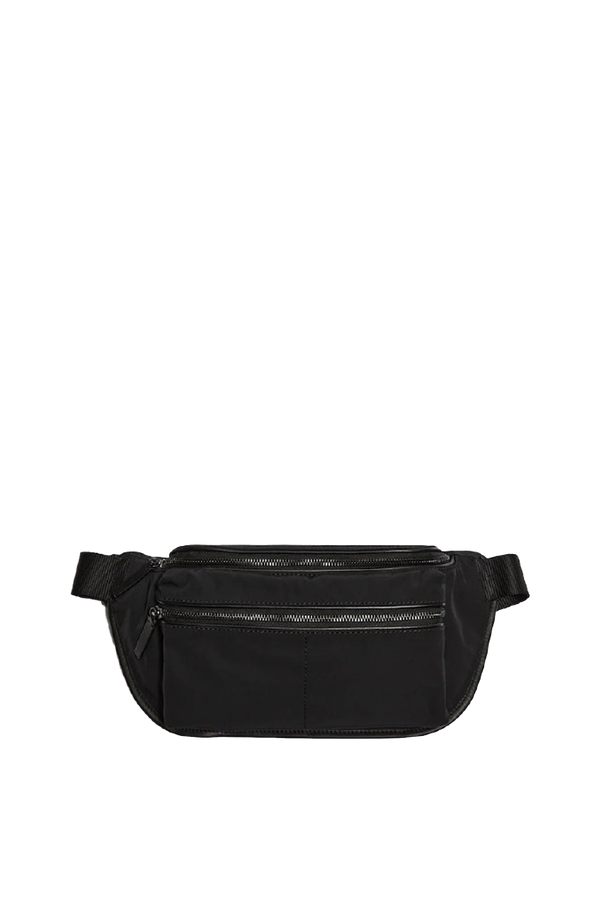 Contrast Nylon Belt Bag With Leather Details  from Massimo Dutti 