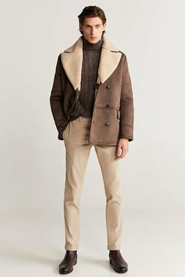 Faux-Shearling Leather Effect Coat