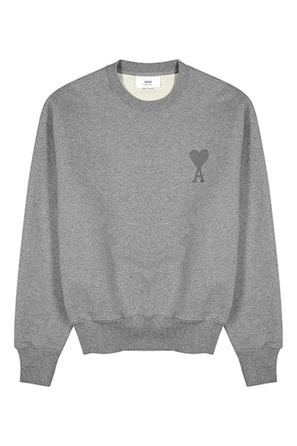 Grey Mélange Logo Cotton Sweatshirt from AMI Paris