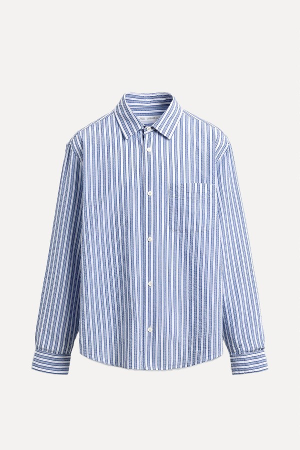 Creased-Effect Striped Shirt