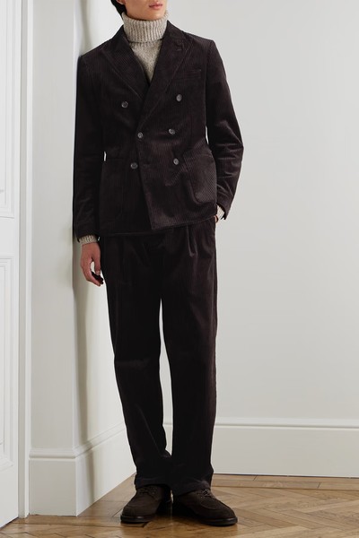 Double-Breasted Cotton-Blend Corduroy Suit Jacket from OLIVER SPENCER