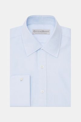 Light Blue Tailored Fit Semi Spread Collar Business Shirt