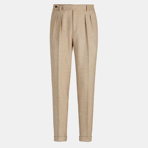 Light Brown Pleated Blake Trousers from Suit Supply