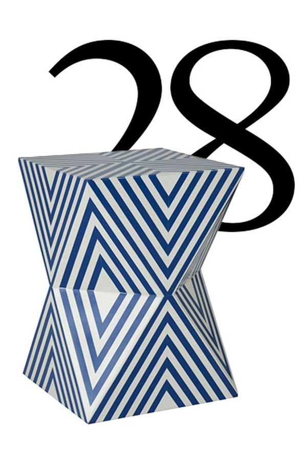 Hasso Blue And White Stool from Fifty Five South