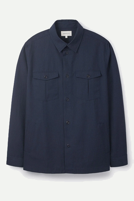 Navy Yarn Dyed Wool Cotton Overshirt from Sirplus