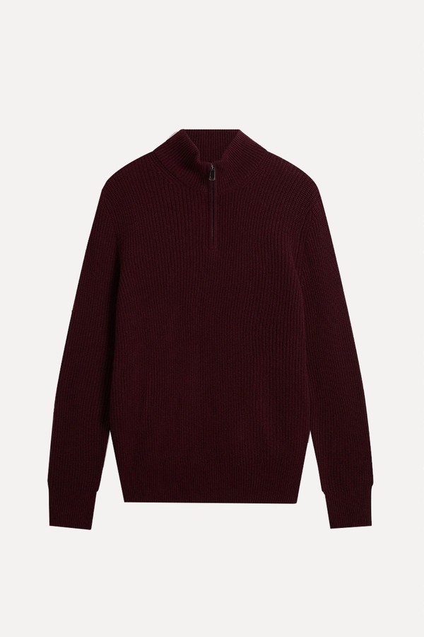 Cashmere Merino Fishermans Rib 1/4 Zip Jumper