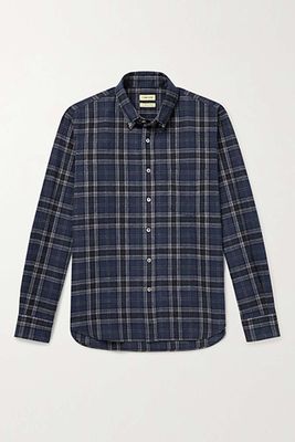 Button-Down Collar Checked Flannel Shirt from De Bonne Facture