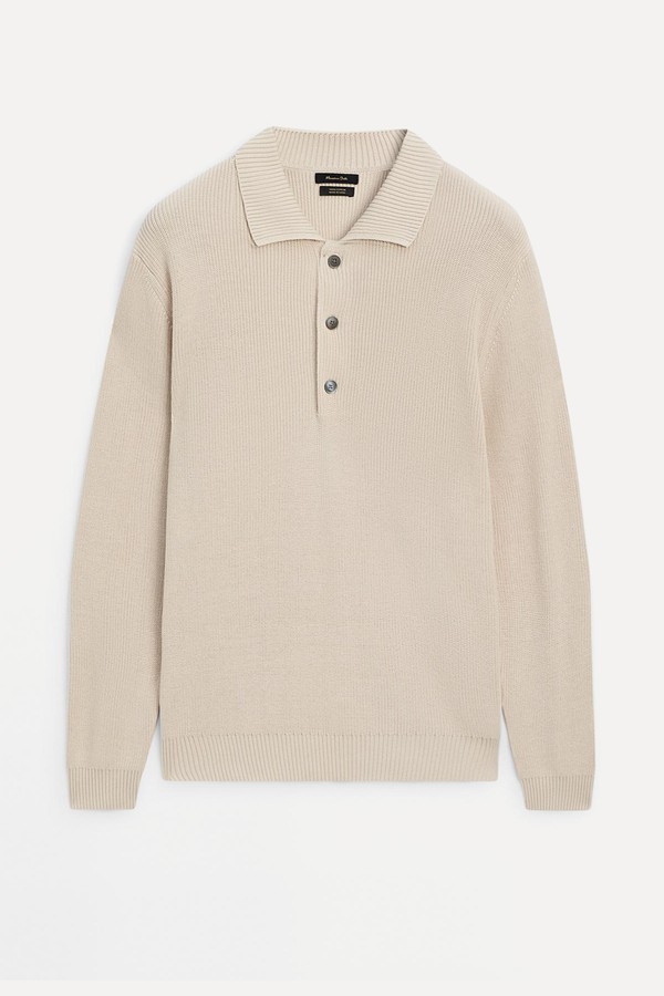 Cotton Knit Sweater With Polo Collar from Massimo Dutti