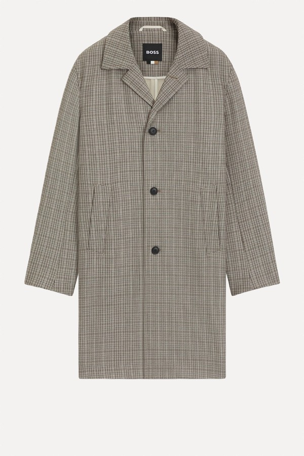 Classic-Fit Coat With Check Pattern from Boss