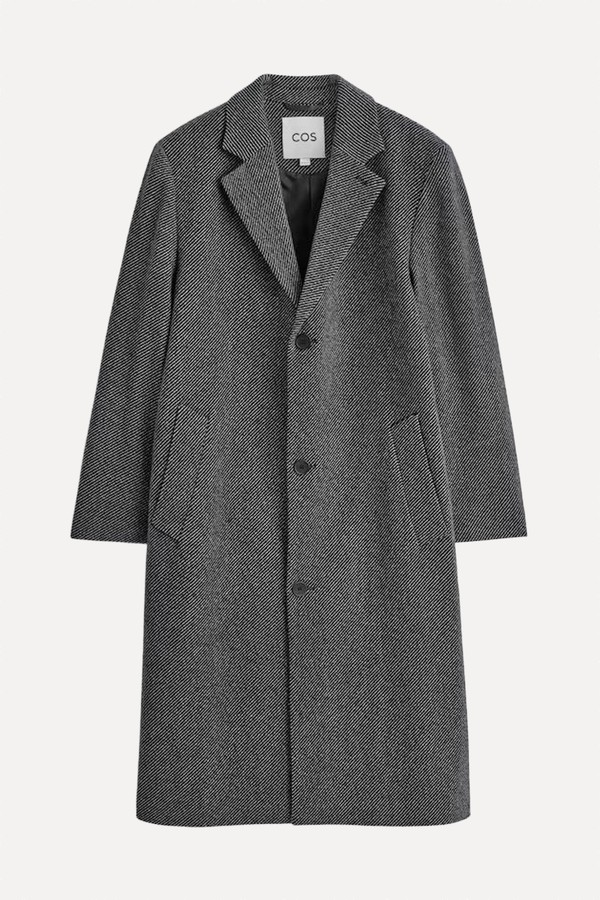 Single-Breasted Wool Long Coat