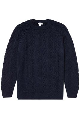 Merino Wool Chunky Cable Knit Jumper from Sunspel