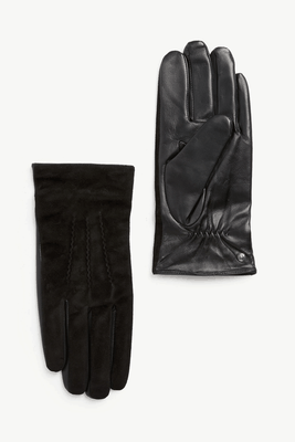Leather Touchscreen Gloves With Cashmere & Wool lining