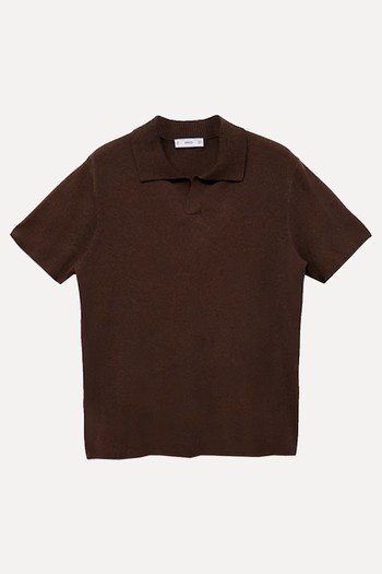 Textured Knitted Cotton Polo Shirt  from Mango 