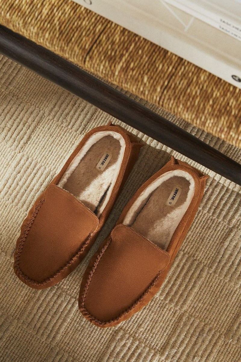 Leather Loafers With Faux Fur Lining  from Zara