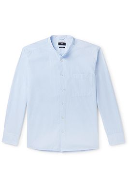 Frans Grandad-Collar Striped Cotton-Seersucker Shirt from Hugo Boss
