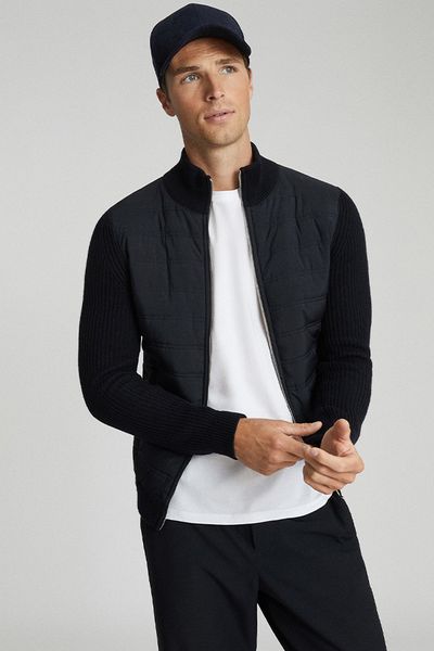 Trainer Hybrid Zip Through Quilted Jumper