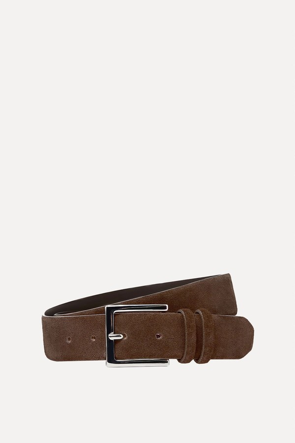 Suede Leather Silver Buckle Belt