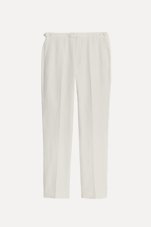 Tailored Fit Silk & Linen Blend Suit Trousers
