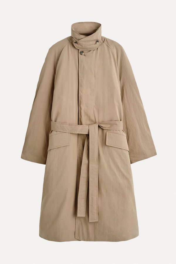 Padded Belted Funnel-Neck Long Coat from COS