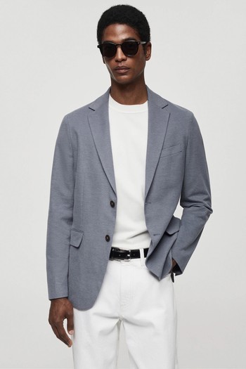 Structured Slim Fit Cotton Blazer from Mango