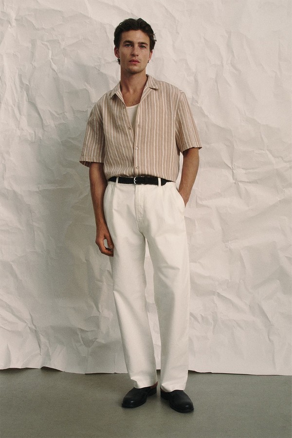 Relaxed Fit Tailored Linen-Blend Trousers