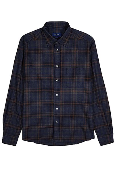 Navy Contemporary Checked Cotton Shirt from Eton