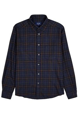 Navy Contemporary Checked Cotton Shirt from Eton